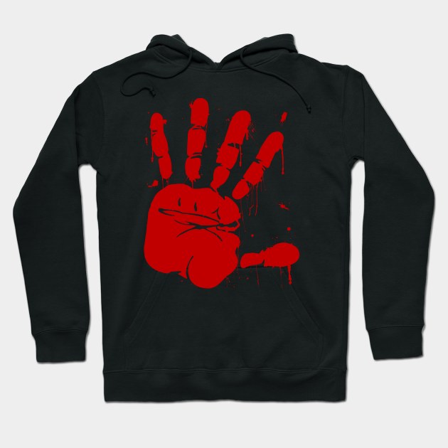 Bloody Hand Print Hoodie by richardsimpsonart